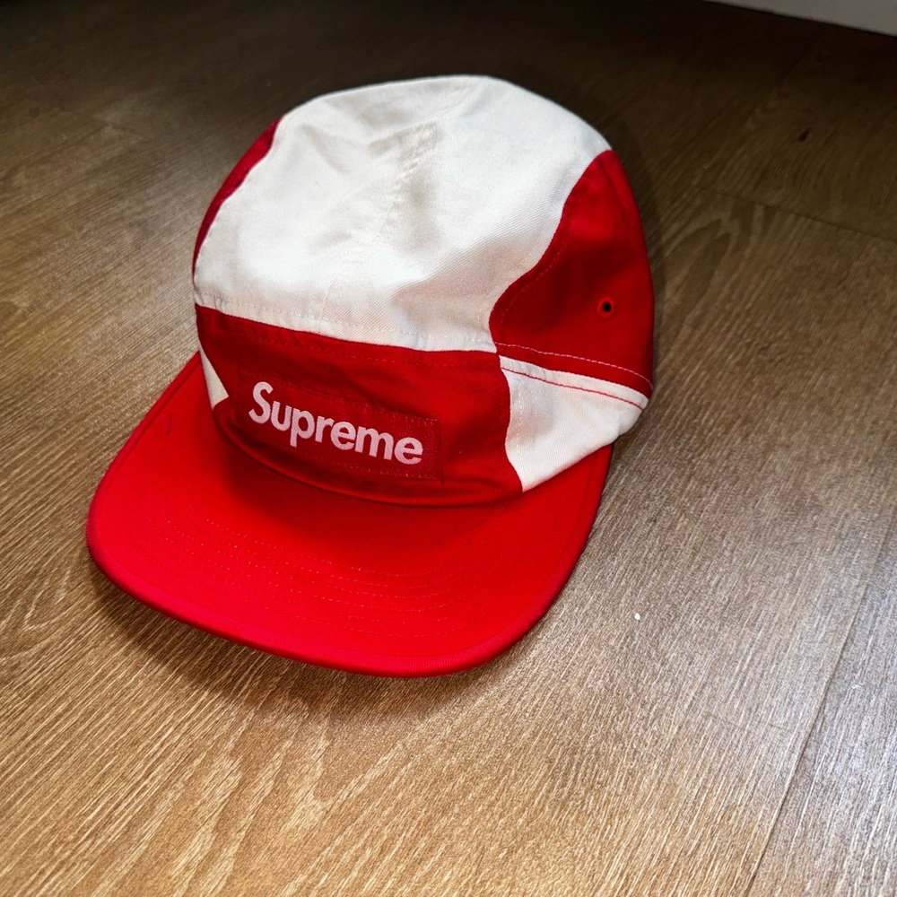 Supreme Panel Camp Hat white/red